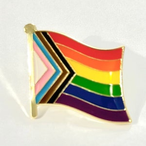 Przypinka z tęczową flagą LGBTQ Progress Pride Style (DWA ROZMIARY 16 mm i 24 mm)