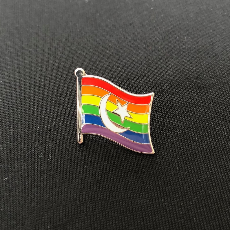 The Alabbadi Allah and Mohammad Love YOU LGBTQ Pride Muslim Islam Crescent Rainbow Pin Badge for Lapels, Shirts, Backpacks, Hats, etc... image 2