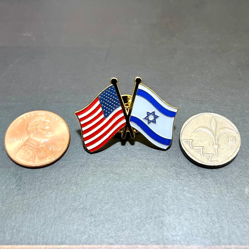United States of America USA State of ISRAEL Star of David DOUBLE Flag Pin Badge for Lapels, Shirts, Backpacks, Hats, etc... image 2