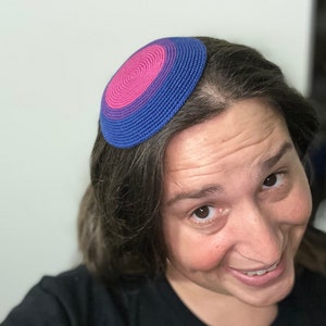 The Bi Pride LGBTQ Kippah / Yarmulke Celebrating Queer Jews in the USA, Israel, & Kol Ha'Olam