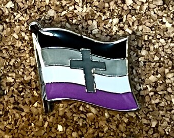 The "Pontiff" Asexual Ace Pride Christian Cross Pin Badge for Lapels, Shirts, Backpacks, Hats, etc...