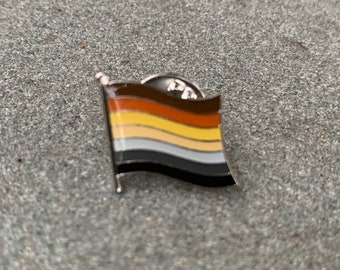 BEAR Pride (LGBTQ) Flag Silver-Back Pin Badge for Lapels, Shirts, Backpacks, Hats, etc...