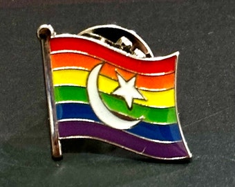 An Eternal "Allah and Muhammad Love You! LGBTQ+ Pride Muslim Islam Crescent Rainbow Pin Badge...