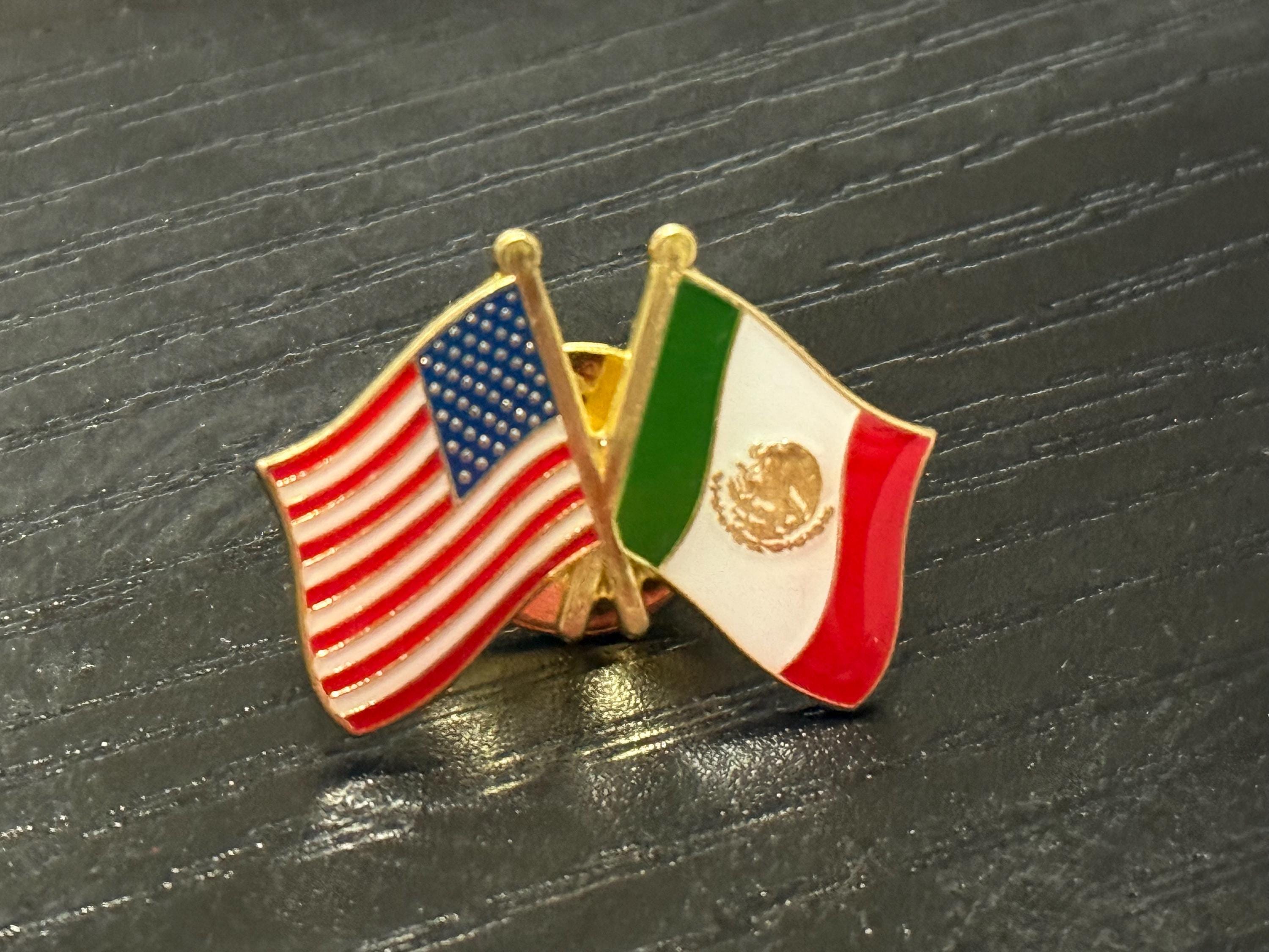 USA Flag + Mexico (America - México) Double Flag Pin Badge