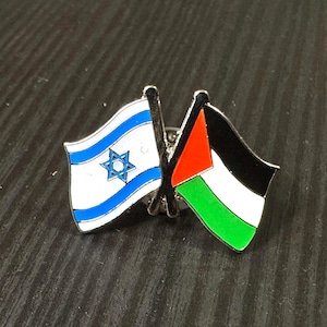 Palestine & State of Israel - Double Flags Crossed Pin Badge for Lapels, Shirts, Backpacks, Hats, etc...