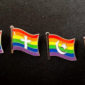 The Alabbadi Allah and Mohammad Love YOU LGBTQ Pride Muslim Islam Crescent Rainbow Pin Badge for Lapels, Shirts, Backpacks, Hats, etc... image 3