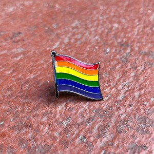 LGBTQ Pride Rainbow Flag Pin Badge Many Metal Finishes image 2