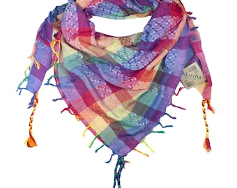 De "Marsha" LGBTQ regenboogroze/Pride geweven Joodse sudra/keffiyeh sjaal sjaal bandana