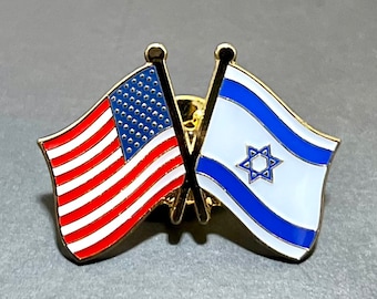 United States of America (USA) + State of ISRAEL Star of David DOUBLE Flag Pin Badge for Lapels, Shirts, Backpacks, Hats, etc...