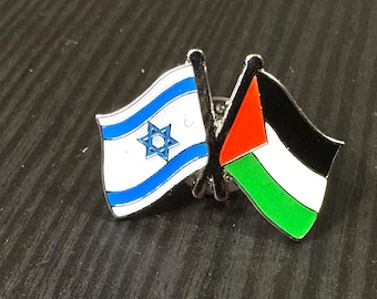 Dubbel gekruiste vlaggen pin badge Midden-Oosten ISR + PAL