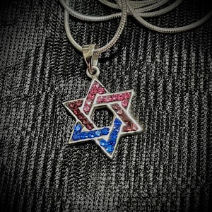 Jewish Bisexual Star of David Swarovski Silver Necklace Pendant LGBTQ - (Gold version available in separate listing.)