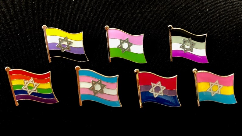 The Yentl Transgender Pride & Star of David Jewish Israel Pin Badge for Lapels, Shirts, Backpacks, Hats, etc... image 3