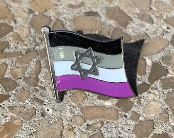 Asexual Pride & Star of David Jewish + Israel Pin Badge for Lapels, Shirts, Backpacks, Hats, etc...