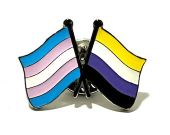 The Transgender + Nonbinary (LHBTQ) Stripes Pride DUBBELE vlagspeld voor revers, shirts, rugzakken, hoeden, enz...