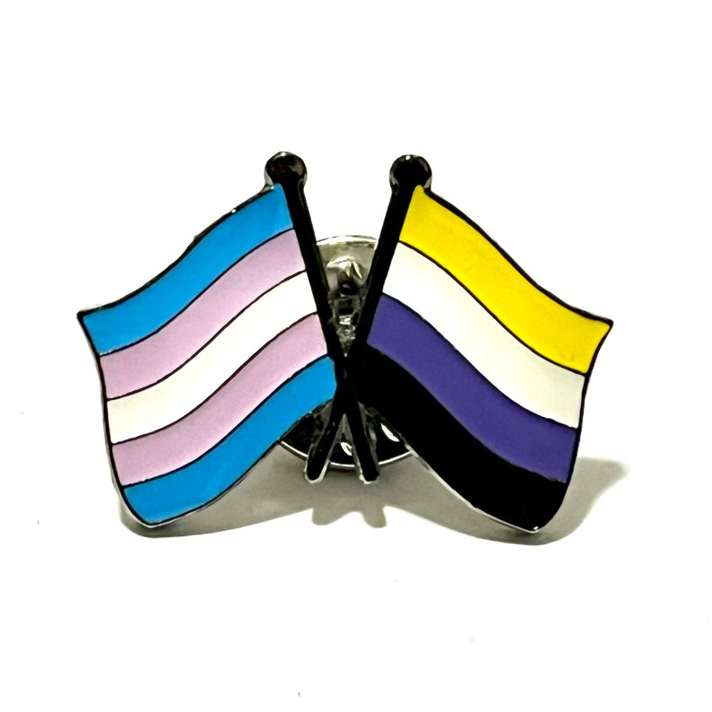 The Transgender  Nonbinary LGBTQ Stripes Pride DOUBLE Flag Dark Nickel Color