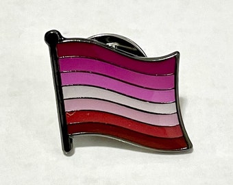 The "Tiffany T." LESBIAN (LGBTQ) Pride Flag Silver-Back Pin Badge for Lapels, Shirts, Backpacks, Hats, etc...