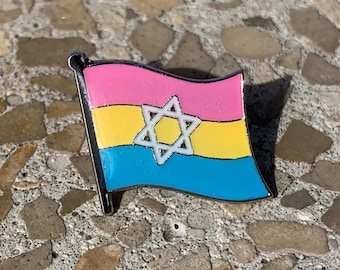 Pansexual Pride & Star of David Jewish + Israel Pin Badge for Lapels, Shirts, Backpacks, Hats, etc...