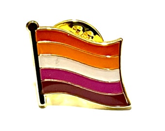 The NEW LESBIAN (LGBTQ) Pride Flag Silver-Back Pin Badge for Lapels, Shirts, Backpacks, Hats, etc...