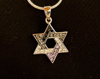 Jewish Asexual “Ace” Star of David Swarovski Silver Necklace Pendant - LGBTQ