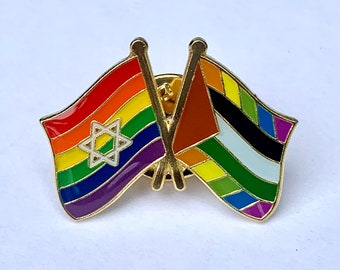 Israel + Palestine Progress Pride "Deal of the Century" #WeWantToLive Rainbow Combination Pin