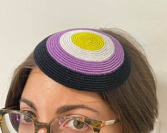 Non-binary Pride Kippah /Yarmulke Celebrating Queer Jews of All Identities in the USA, Israel & Kol Ha'Olam