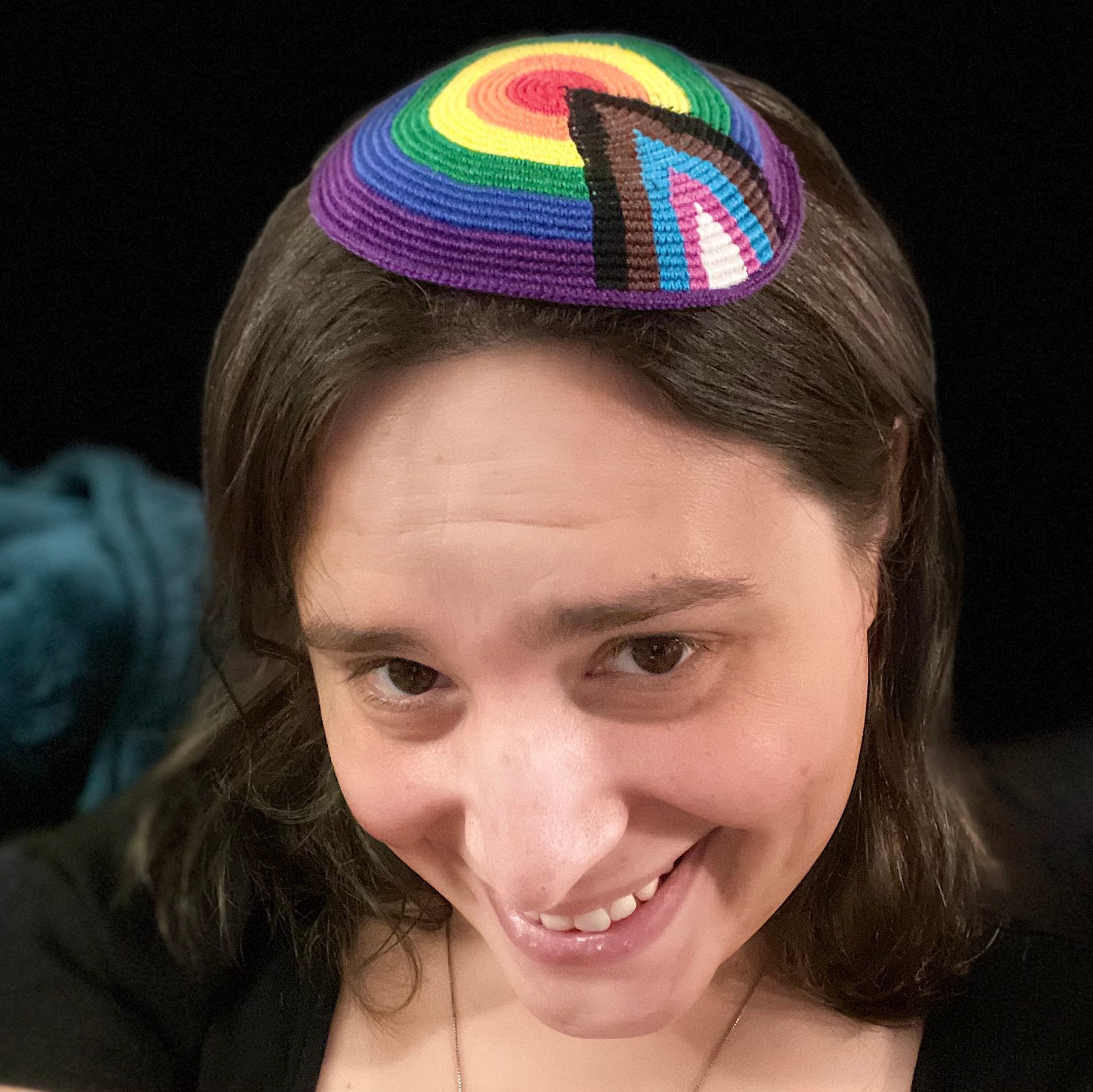 The “Hagadol Hanurah” LGBTQ Progress Pride Kippah /Yarmulke Celebrating Queer Jews of All Colors in the USA, Israel & Kol Ha'Olam -TWO sizes