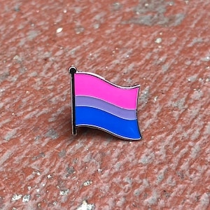 BISEXUAL (LGBTQ) Pride Flag Silver-Back Pin Badge for Lapels, Shirts, Backpacks, Hats, etc... (Two sizes 16mm and 11mm)