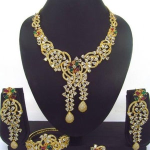 Gold-ruffle Glam 4-piece Jewelry Set - Necklace, Earrings, Bracelet ...