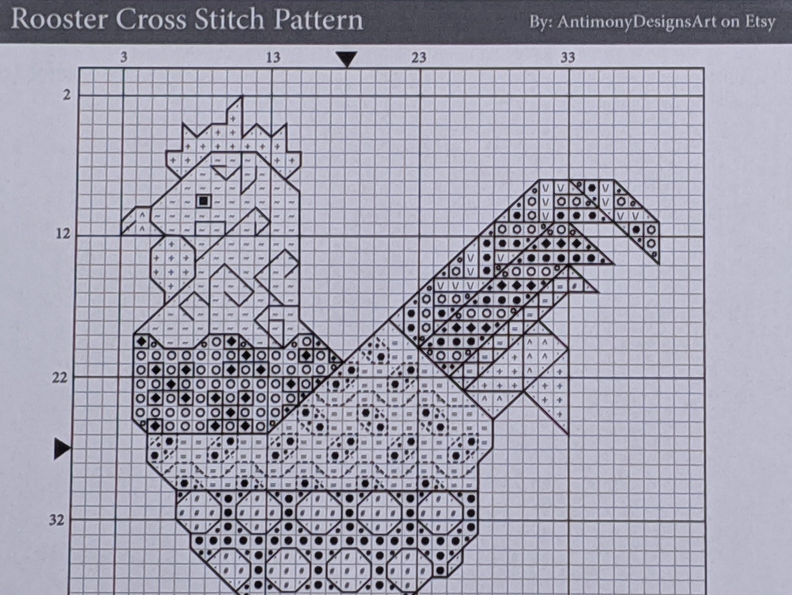 Rooster Cross-stitch Pattern | Etsy