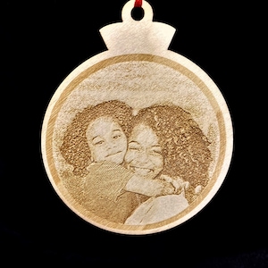 Engraved Photo Wood Ornament: Personalized Christmas Keepsake
