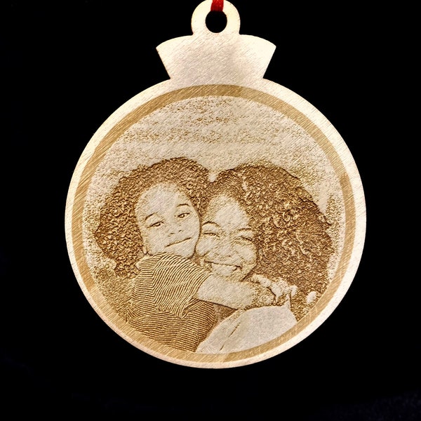 Photo Ornament, Custom Photo Wood Ornament, Christmas 2022 Gift, Family Ornament, Photo on Wood, Engraved Photo Ornament