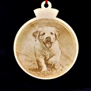 Dog Photo Ornament, Dog Photo on the wood, Wooden Ornament, Dog Photo on Wood, Engraved Photo, Christmas Gift 2022