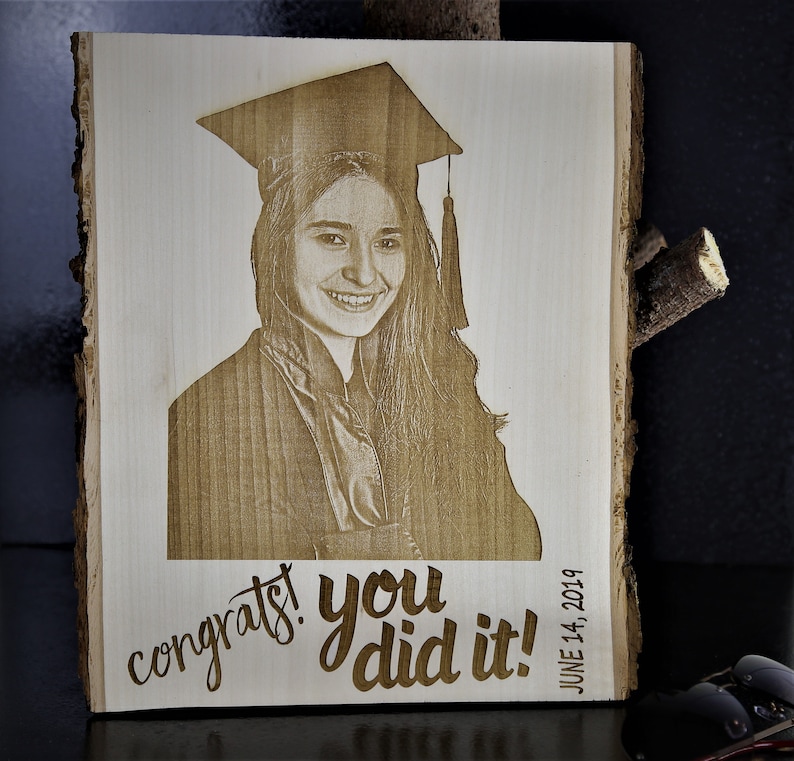 Graduation Photo on Wood Engraved Grad Pic Engraved Photo Etsy