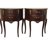 Louis XV-style Semi Antique Victorian Old World French Country Matching Side Tables with Drawers