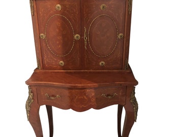 Louis XV-style Semi Antique Victorian Old World French Country Demilune Desk Console Side Table