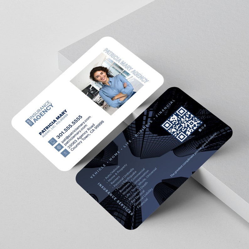Custom Insurance Agency Business Cards: Glossy or Matte, USA Made - Etsy