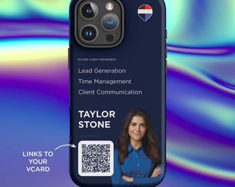 RE/MAX Agent Tough Phone Case, QR Code vCard, Photo Crop