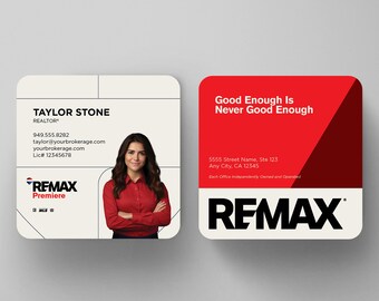 RE/MAX Business Cards: Modern Square Design, Rounded Corners
