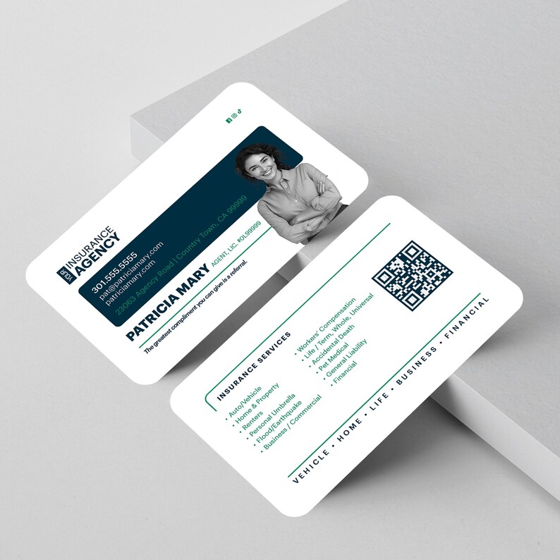 Custom Insurance Agency Business Cards: Glossy or Matte, USA Made - Etsy
