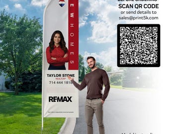 RE/MAX Feather Flag: Real Estate Event Advertising, 12ft Polyester