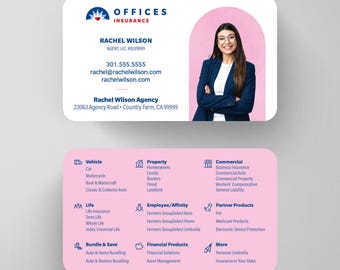 Updated Pink Farmers Insurance Business Card Design