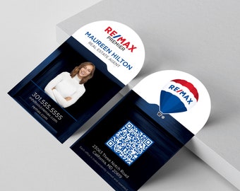NEW Half Circle Shape RE/MAX Business Cards. Guarantee to impress! For better pricing visit AgentMotif.com