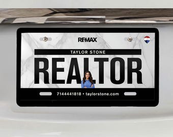 Customizable RE/MAX Aluminum License Plate: Agent Gift, Free Design