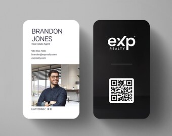 eXp Realty Business Cards: Modern Vertical Design, Custom Print