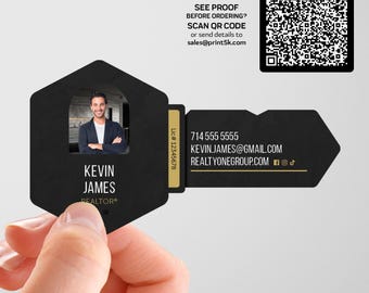 Realty ONE Group Business Cards: Modern Key Shaped Designs