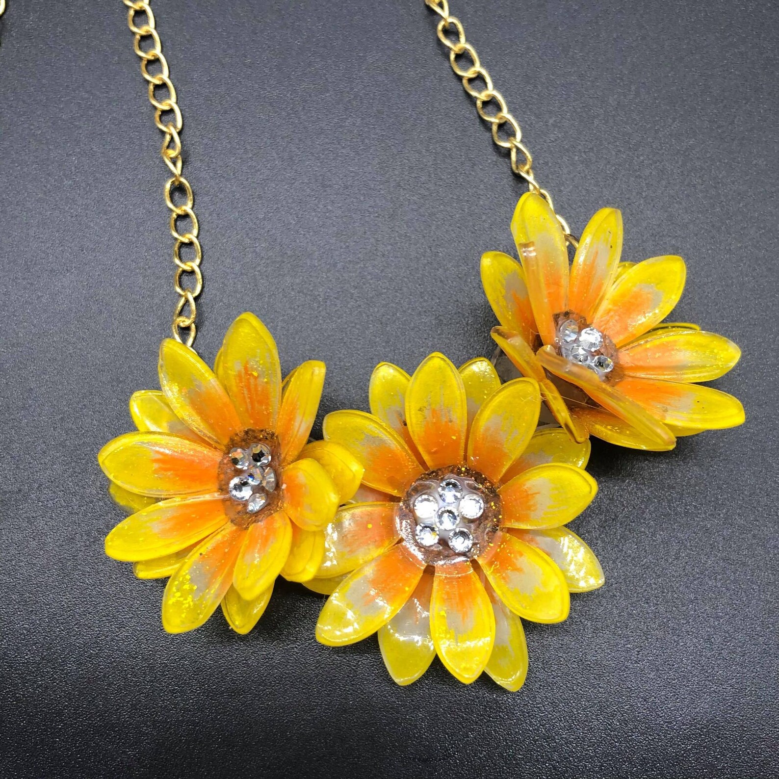 Handmade Necklace Sunflower Necklace with Swarovski Crystal Etsy