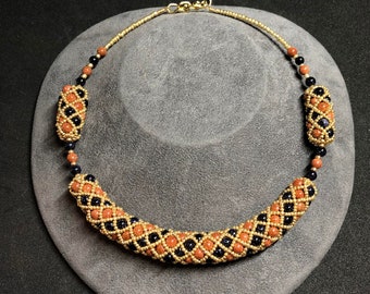 Goldstone Torque Necklace, handmade