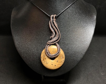 Dementor Wire Wrapped Pendant with Jasper Gemstone on Copper