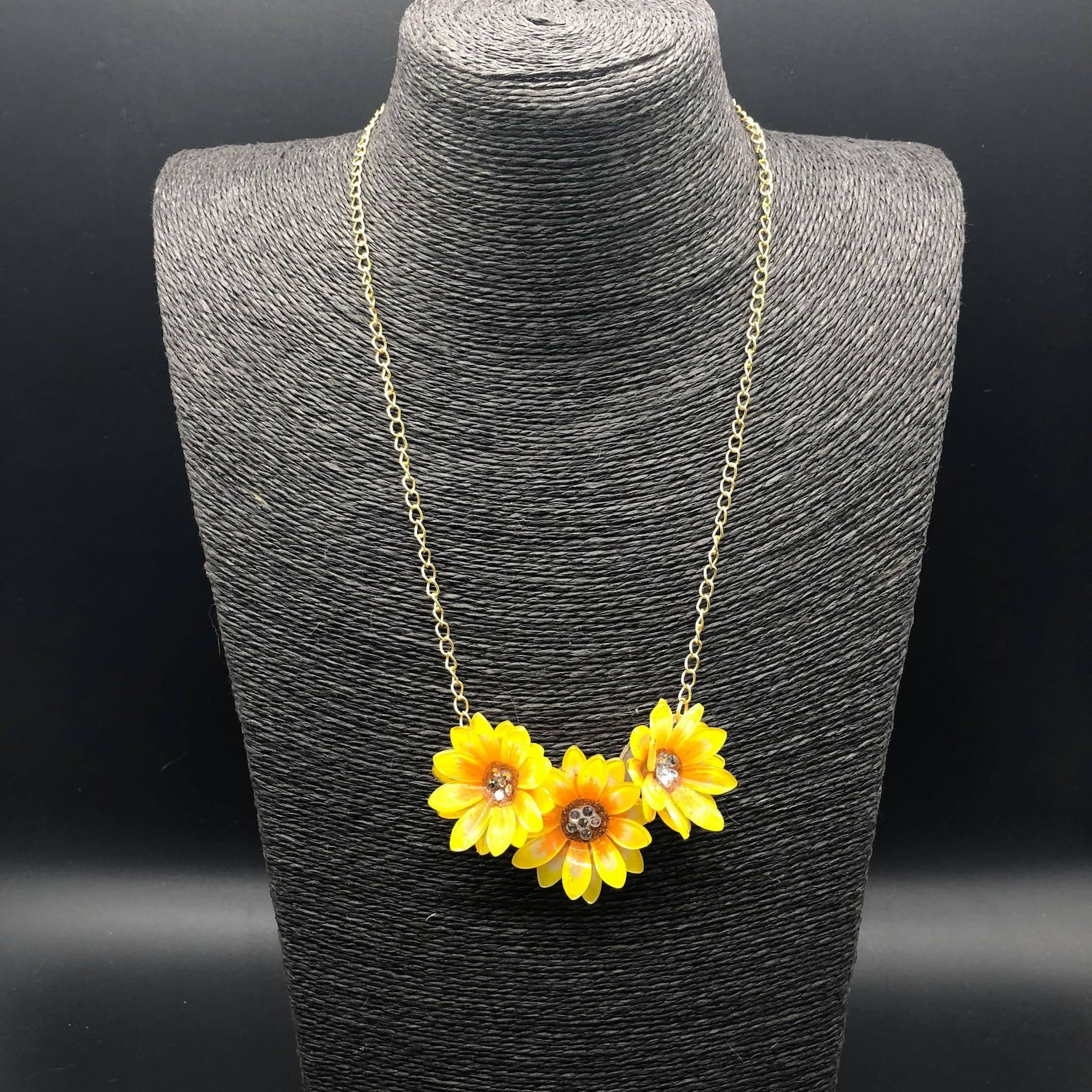 Handmade Necklace Sunflower Necklace with Swarovski Crystal Etsy