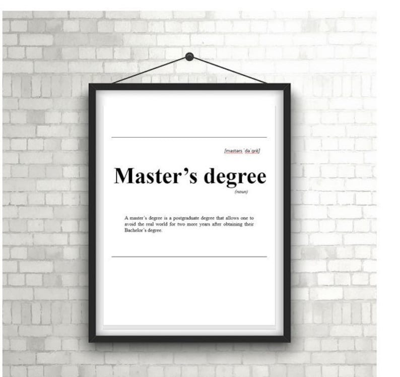 Master's Degree Definition Graduate Student Etsy